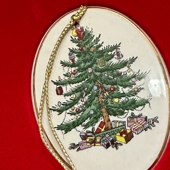 Spode Christmas Tree Ornament Oval With Gold Band Made In England Original Box - Picture 4 of 6